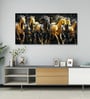 Black Canvas Framed Majestic Equine Serenity in Nature Wall Painting(24X48 Inch)