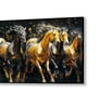 Black Canvas Framed Majestic Equine Serenity in Nature Wall Painting(12X24 Inch)