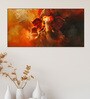 Black Canvas Framed Majestic Ganesha on Orange Canvas Wall Painting(18X36 Inch)