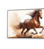Black Canvas Framed Majestic Horse Galloping Through Dust Wall Painting(24X48 Inch)