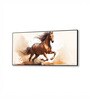 Black Canvas Framed Majestic Horse Galloping Through Dust Wall Painting(18X36 Inch)