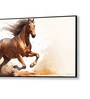 Black Canvas Framed Majestic Horse Galloping Through Dust Wall Painting(24X48 Inch)