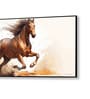 Black Canvas Framed Majestic Horse Galloping Through Dust Wall Painting(18X36 Inch)