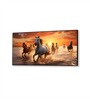 Black Canvas Framed Majestic Horses Galloping at Sunset Wall Painting(24X48 Inch)