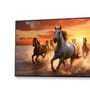 Black Canvas Framed Majestic Horses Galloping at Sunset Wall Painting(24X48 Inch)