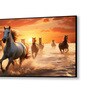 Black Canvas Framed Majestic Horses Galloping at Sunset Wall Painting(24X48 Inch)