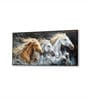 Black Canvas Framed Majestic Horses Galloping Through Meadow Wall Painting(18X36 Inch)