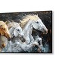 Black Canvas Framed Majestic Horses Galloping Through Meadow Wall Painting(18X36 Inch)