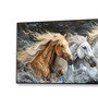 Black Canvas Framed Majestic Horses Galloping Through Meadow Wall Painting(24X48 Inch)