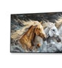 Black Canvas Framed Majestic Horses Galloping Through Meadow Wall Painting(18X36 Inch)