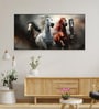 Black Canvas Framed Majestic Horses in Dramatic Flight Wall Painting(18X36 Inch)