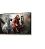 Black Canvas Framed Majestic Horses in Dramatic Flight Wall Painting(18X36 Inch)