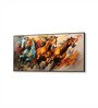 Black Canvas Framed Majestic Horses in Ethereal Flight Wall Painting(24X48 Inch)