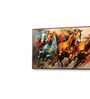 Black Canvas Framed Majestic Horses in Ethereal Flight Wall Painting(24X48 Inch)