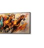 Black Canvas Framed Majestic Horses in Ethereal Flight Wall Painting(24X48 Inch)