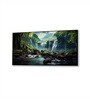 Black Canvas Framed Serene Forest wild Waterfall Wall Painting(18X36 Inch)