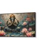 Black Canvas Framed Serene Ganehsa on Nature Harmony Wall Painting