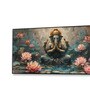 Black Canvas Framed Serene Ganehsa on Nature Harmony Wall Painting