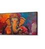 Black Canvas Framed Vibrant Ganesha Artistry in Color Wall Painting(12X24 Inch)
