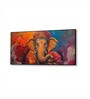 Black Canvas Framed Vibrant Ganesha Artistry in Color Wall Painting(24X48 Inch)