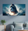 Black Canvas Framed Vibrant Lord Shiva Divine Art Wall Painting(24X48 Inch)