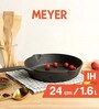 Pre Seasoned Skillet 9.4 Inch Hard Anodised Black Cast Iron Frying Pan