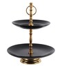 Black Ceramic Double Layer Food Platter