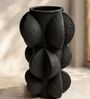 Black Charcoal Modern Textured Polyresin Sculptural Flower Vase