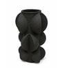 Black Charcoal Modern Textured Polyresin Sculptural Flower Vase