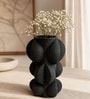 Black Charcoal Modern Textured Polyresin Sculptural Flower Vase