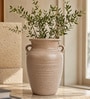 Black Charcoal Rustic Vase with Handles Vintage Style Flower Vase