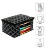 Black Checkered Non Woven Foldable Underbed Organizer (Set Of 3)