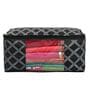 Black Checkered Non Woven Foldable Underbed Organizer (Set Of 3)