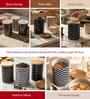 Black Chevron & Paisley Printed Metal Airtight Containers Set Of 3