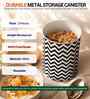 Black Chevron & Paisley Printed Metal Airtight Containers Set Of 3