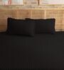 Black 210TC Cotton stripe 1 Super King Bedsheet with 2 Pillow Covers
