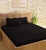 Black 210TC Cotton stripe 1 Super King Bedsheet with 2 Pillow Covers