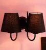 Black conical  cotton Double wall mounted lamp with Black Base