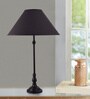 Designer Black Cottan Fabric Shade Night Lamp With Mild Steel Base