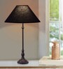 Designer Black Cottan Fabric Shade Night Lamp With Mild Steel Base