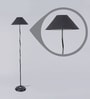 Manderley Black Fabric Shade Club Floor Lamp With Metal Base
