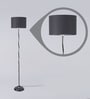 Euphoria Black Fabric Shade Club Floor Lamp With Metal Base