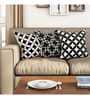 Black Geometric Cotton 16 x 16 Inches Cushion Covers (Set of 3)