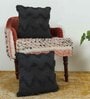Black Woven Cotton 16 x 16 Inches Cushion Covers (Pack of 2)