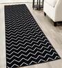 Black Cotton 79 x 28 Inches Machine Made Floor Runner
