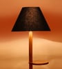 Black Cotton Conical Wooden Floor Lamp