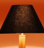 Black Cotton Conical Wooden Floor Lamp