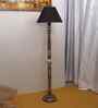 Black Cotton Conical Wooden Floor Lamp
