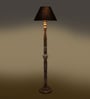 Black Cotton Conical Wooden Floor Lamp
