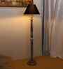 Black Cotton Conical Wooden Floor Lamp